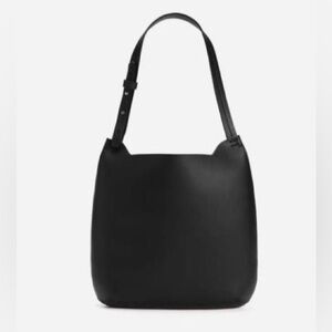 Black Leather Hobo Bag Minimalist Design